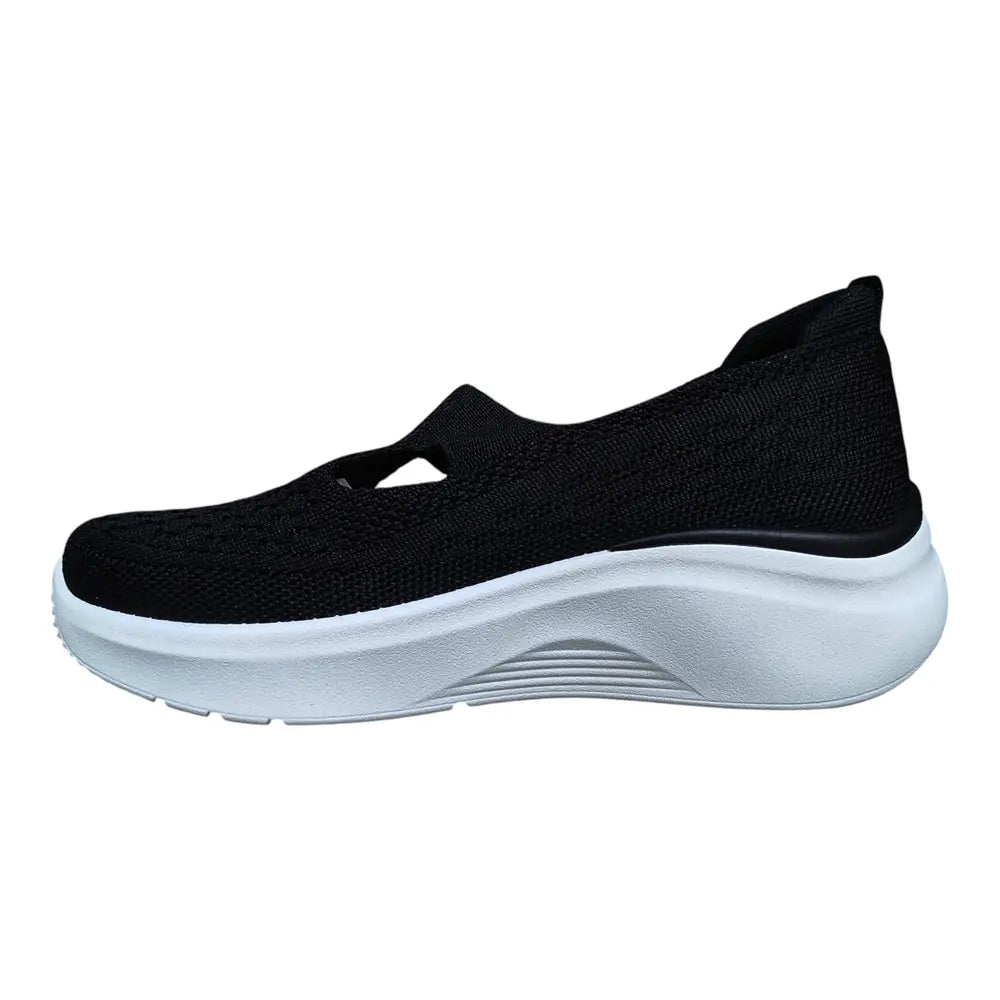 Pantofi sport damă negri slip-on cu talpă albă LA347