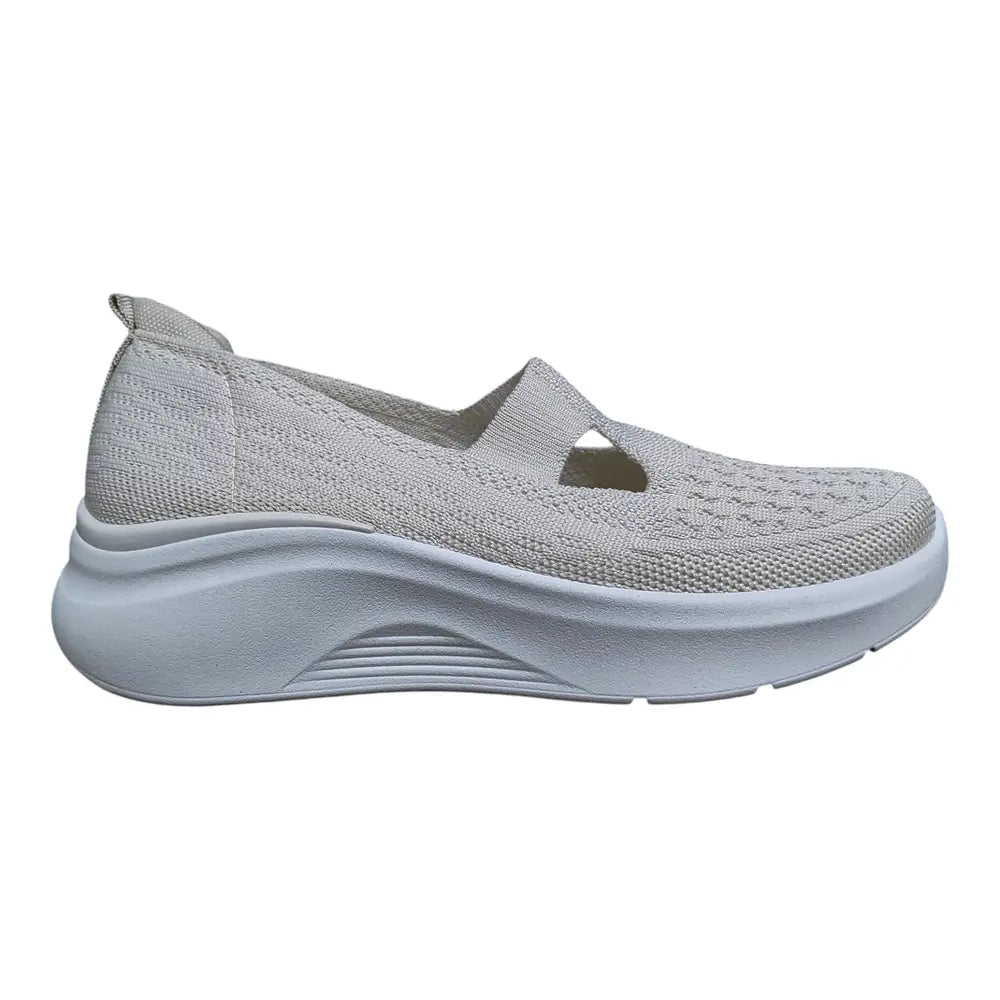 Pantofi sport bej slip-on cu talpă înaltă LA347