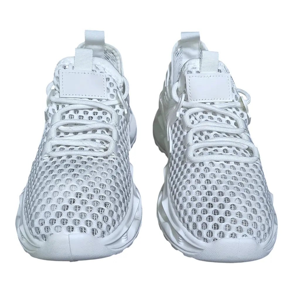Pantofi sport albi 629 cu material perforat