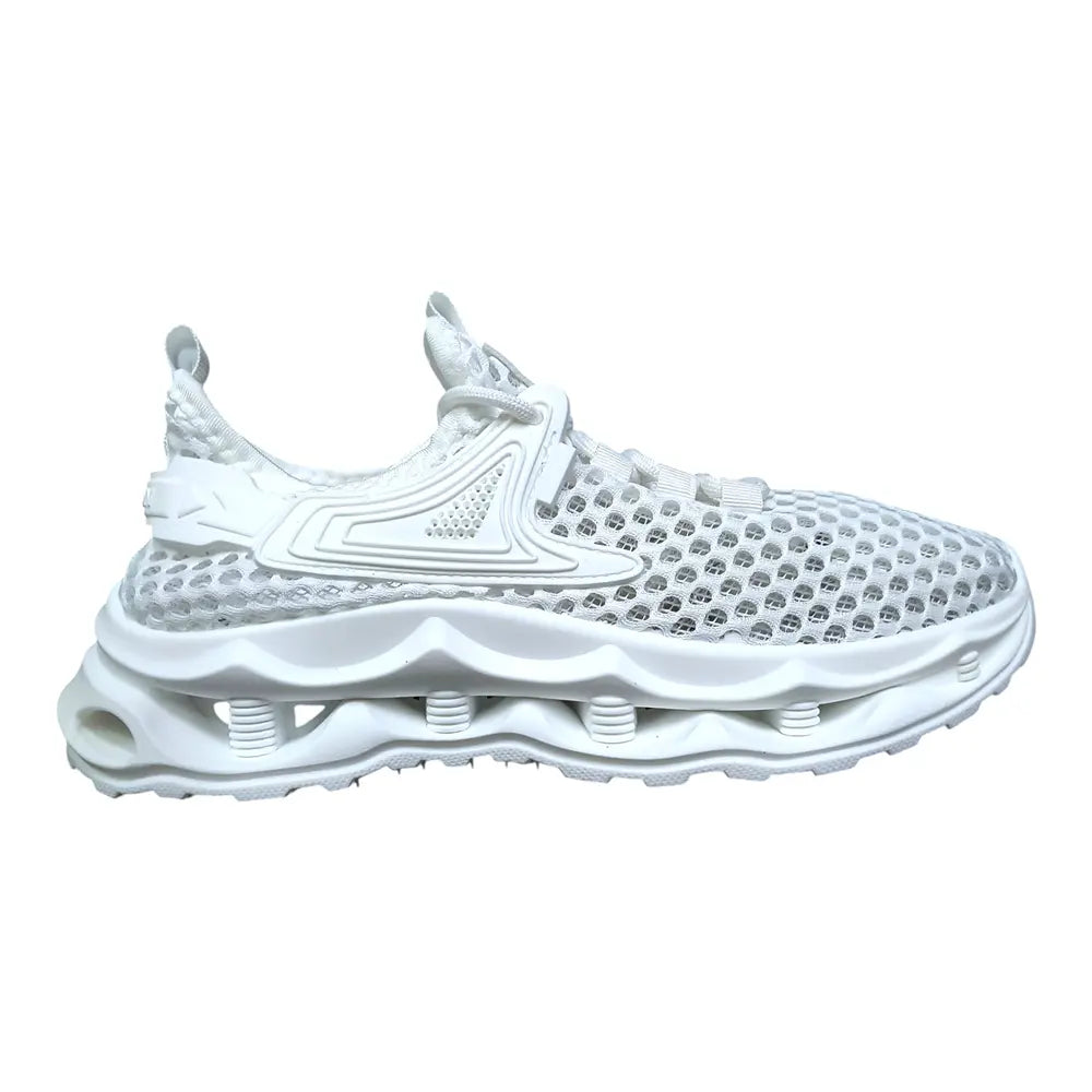 Pantofi sport albi 629 cu material perforat