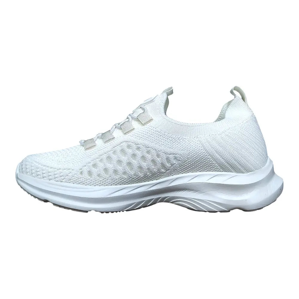 Pantofi sport albi cu material textil elastic EC02