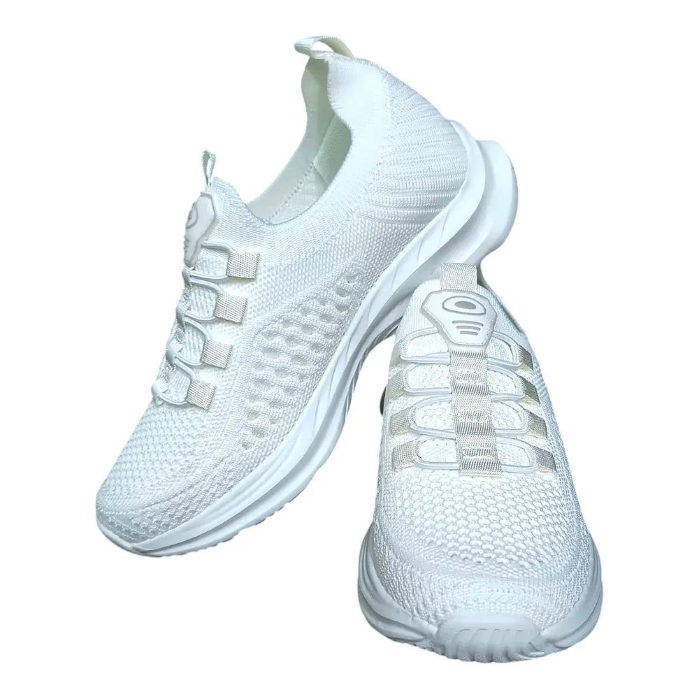 Pantofi sport albi cu material textil elastic EC02