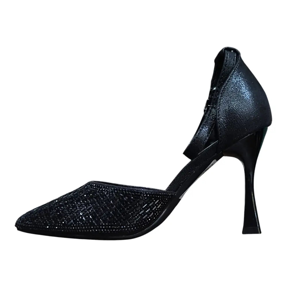 Pantofi eleganți damă negri cu strasuri 026
