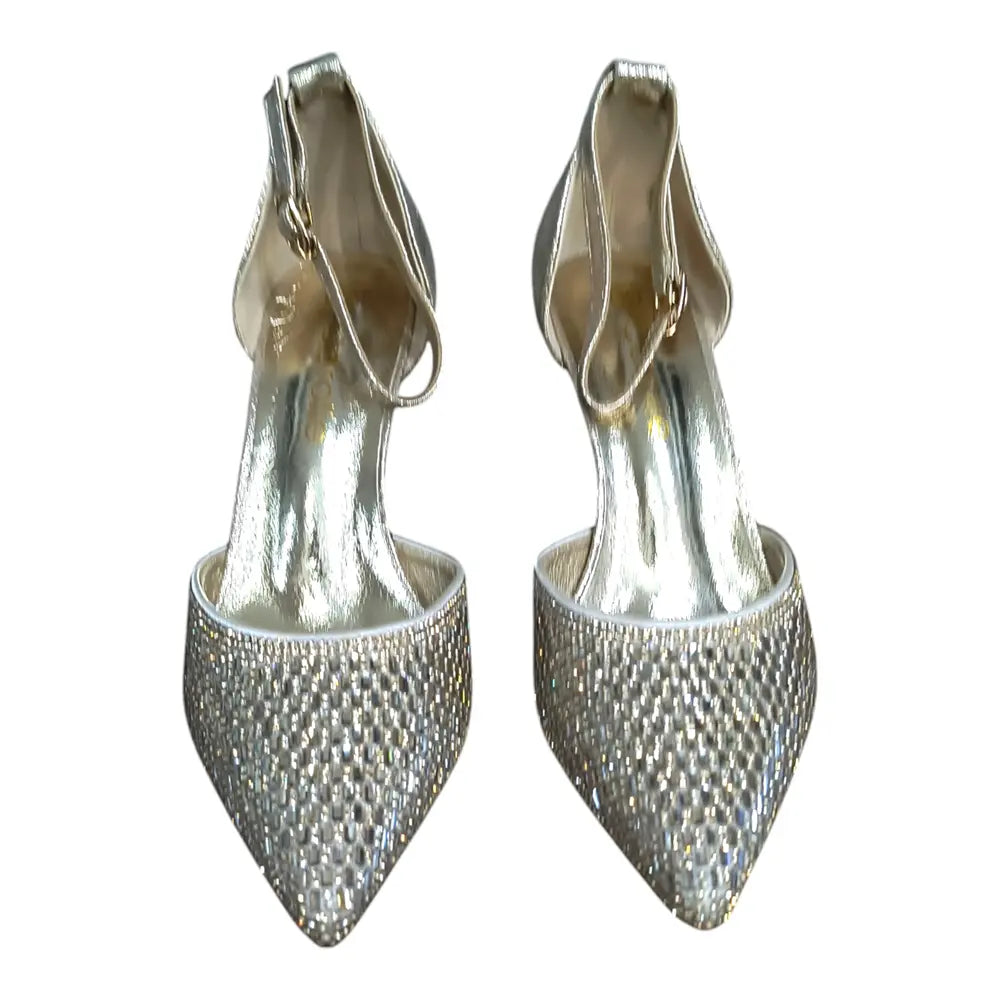Pantofi eleganți damă aurii cu strasuri 026