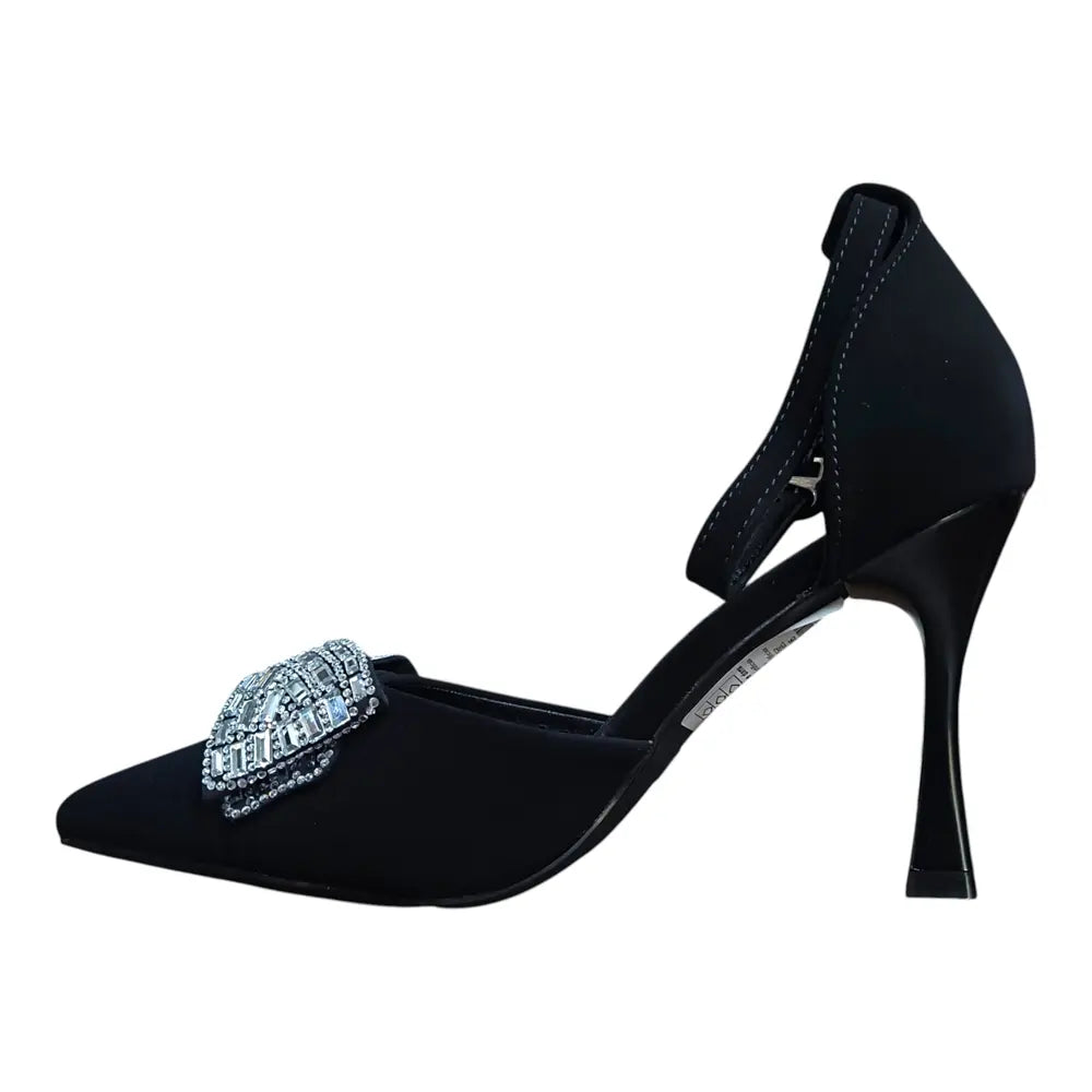 Pantofi eleganți damă negri cu fundă decorativă 036