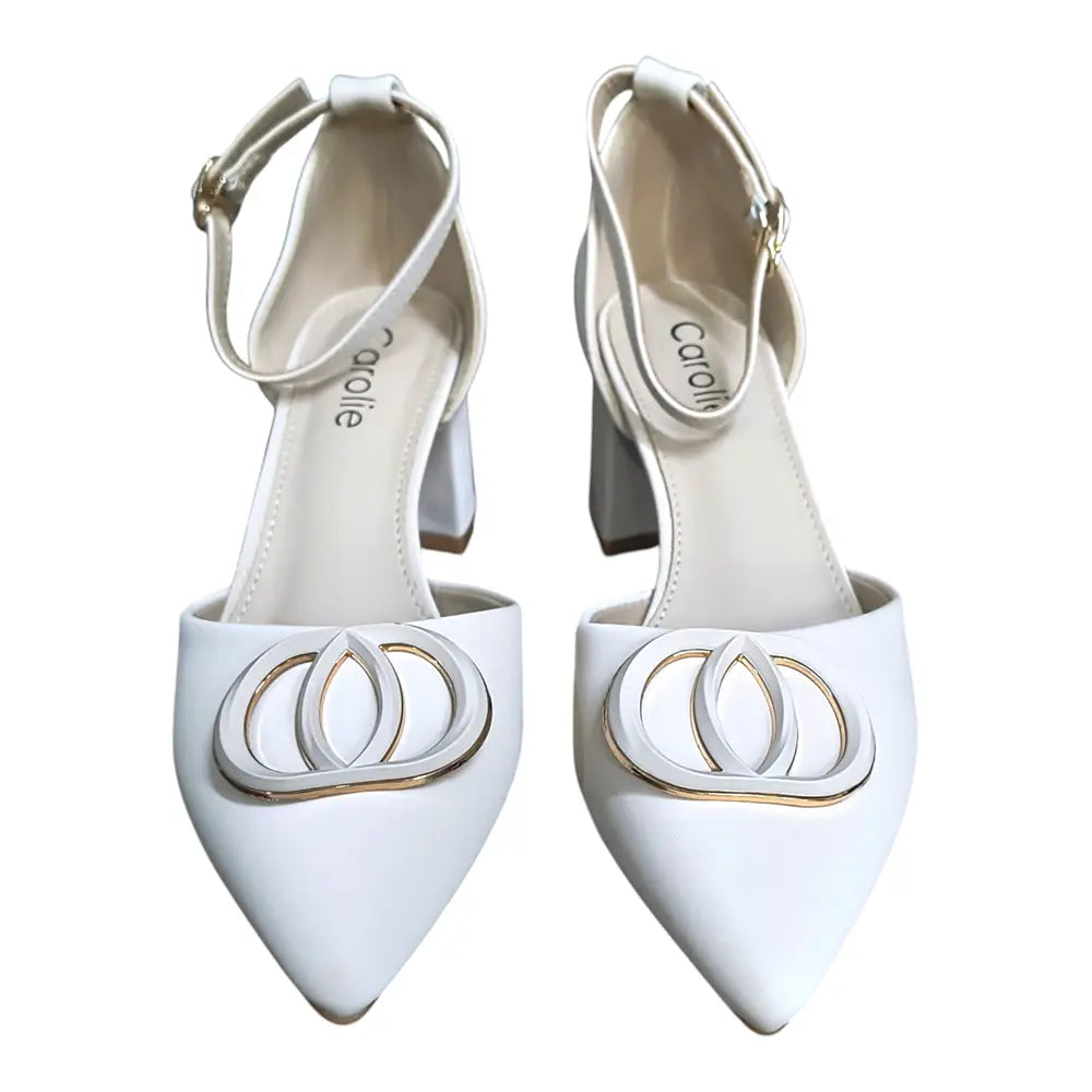 Pantofi eleganți apricot cu ornament auriu 160
