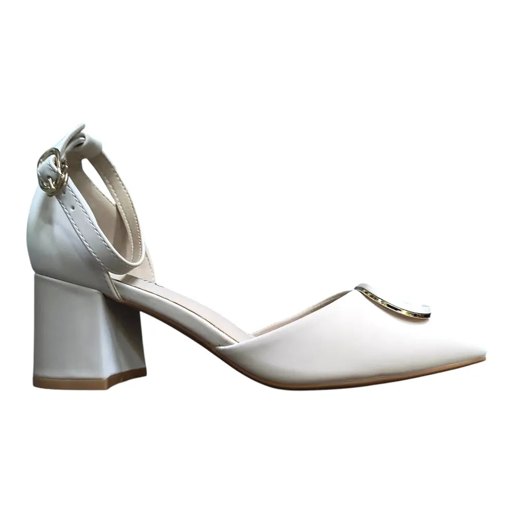 Pantofi eleganți apricot cu ornament auriu 160