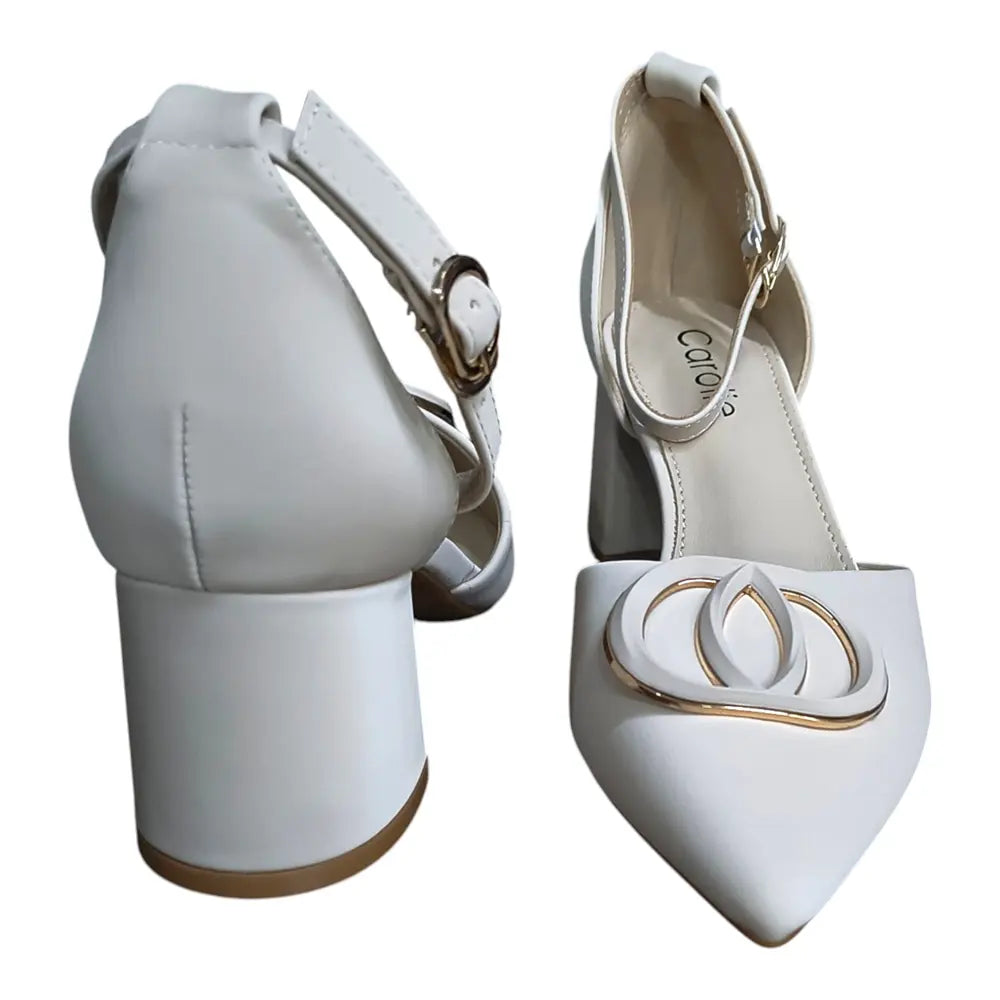 Pantofi eleganți apricot cu ornament auriu 160