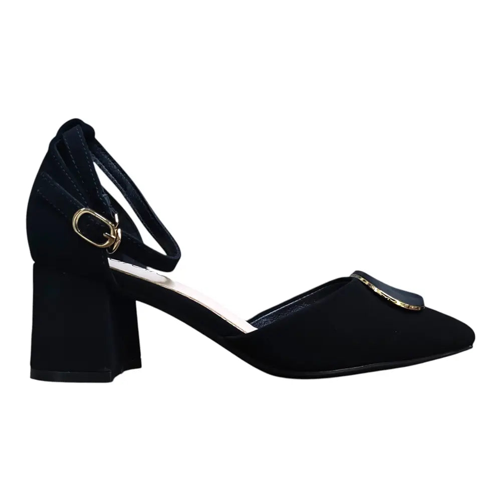 Pantofi eleganți negri cu ornament auriu 160