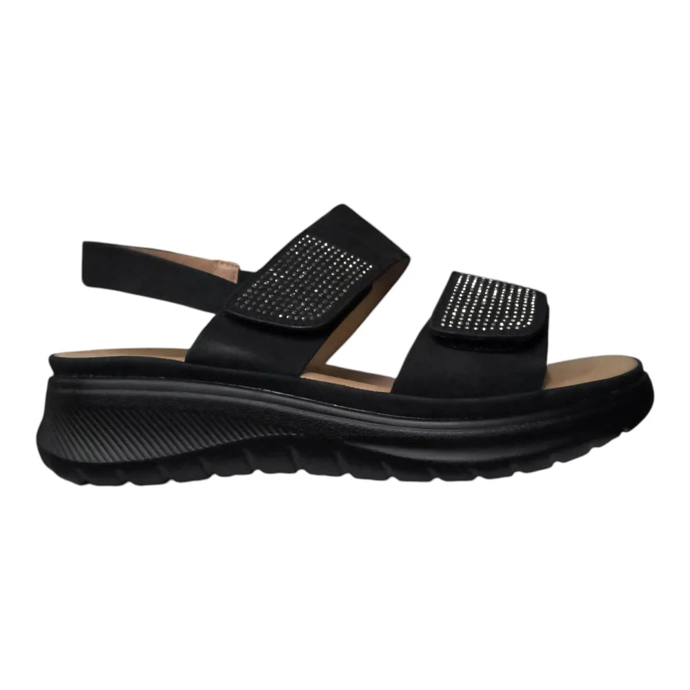 Sandale damă 60410-25 negre cu ștrasuri