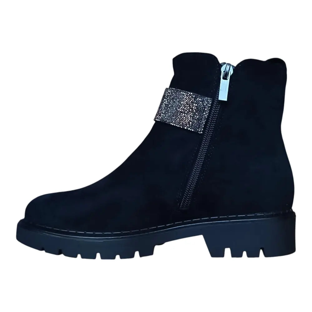 Botine damă din piele velur ecologică C83 negru