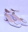 Pantofi cu toc gros 745 albi