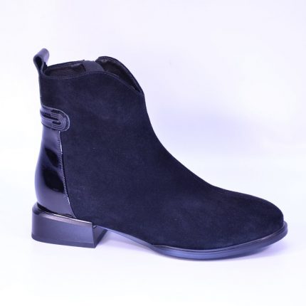 botine cu toc mic 025 negru velur