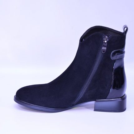 botine cu toc mic 025 negru velur