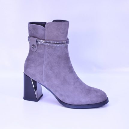 botine toc gros 121 gri velur