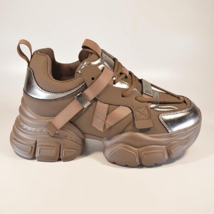 sneakers chunky 23823 bej metalizat