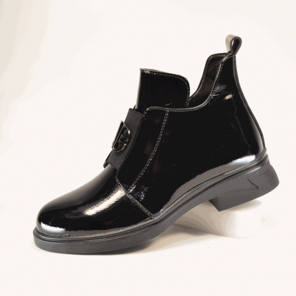 botine cu toc 6670 negru lac