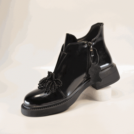 botine dama MLE negru lac